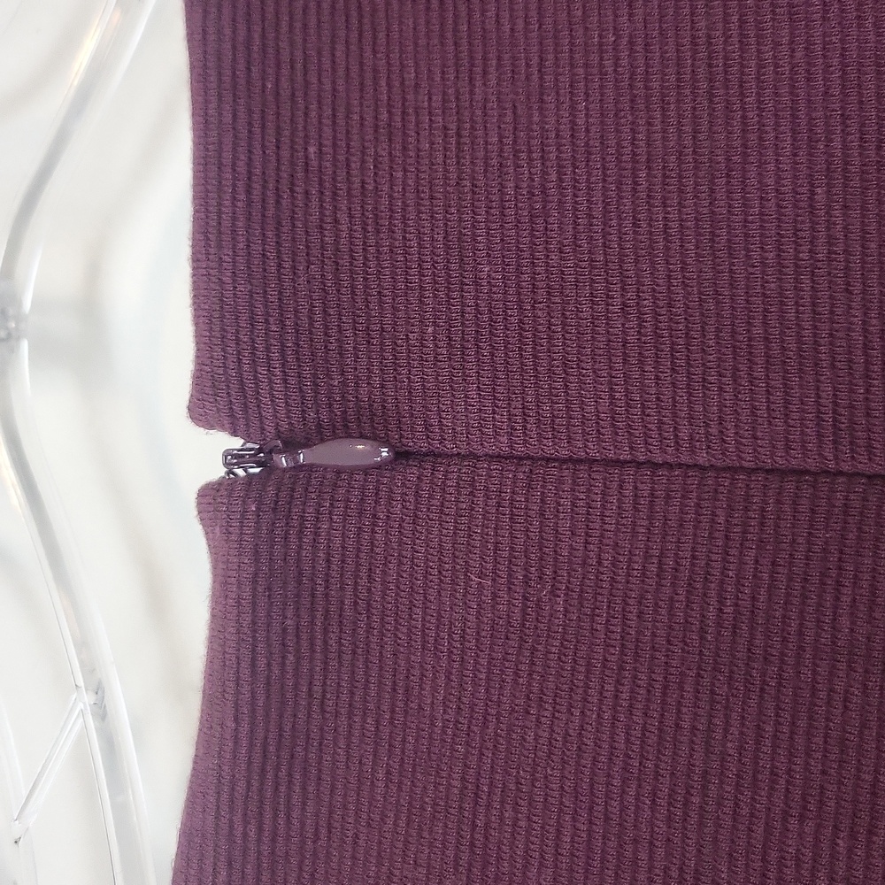 LOFT Plum Purple Fall Ribbed Short Sleeve Pocket Midi Dress - Picture 7 of 11
